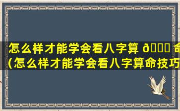 怎么样才能学会看八字算 🐘 命（怎么样才能学会看八字算命技巧 🐝 ）